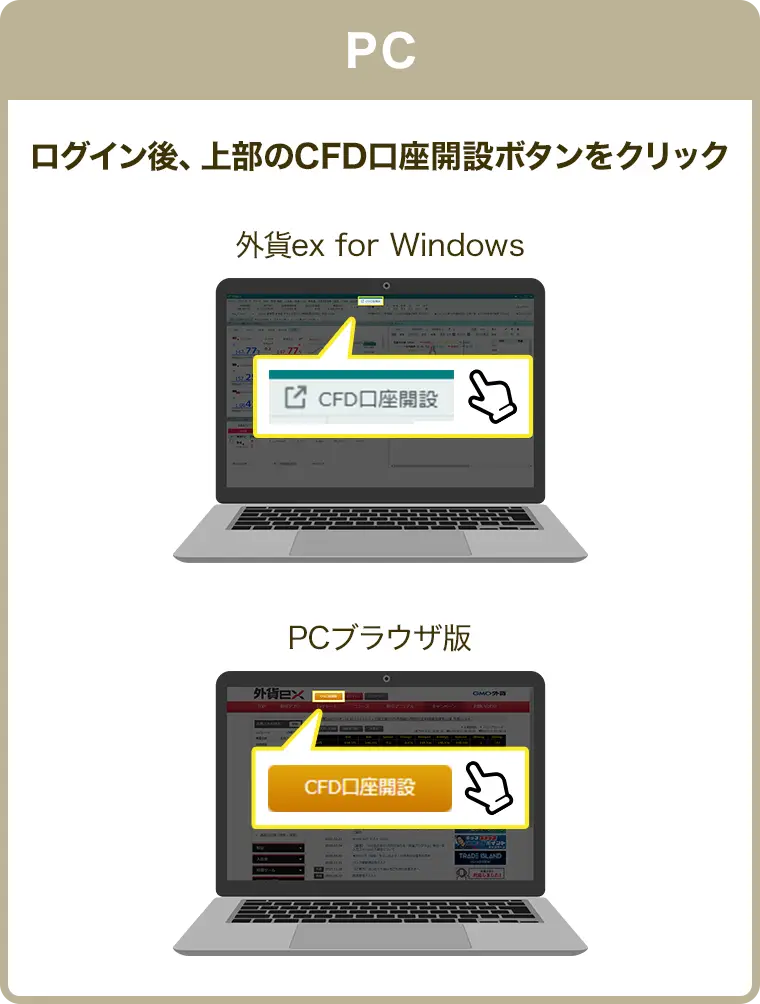 PC 口座開設画面