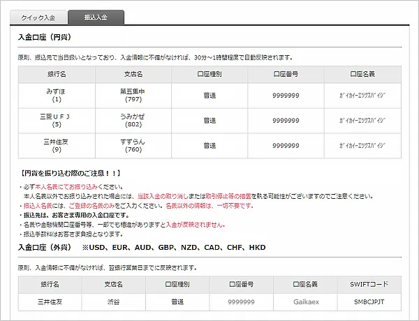 銀行の窓口やATMからの振込先銀行口座確認画面